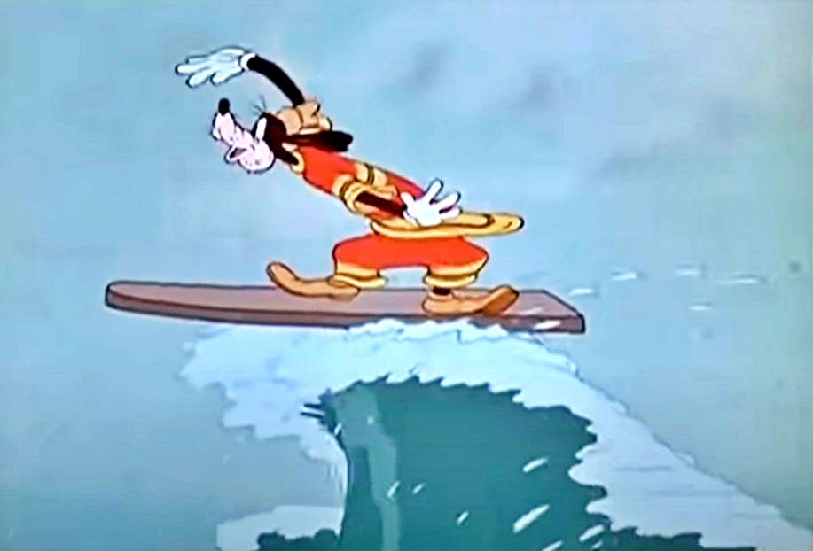 Goofy surfing